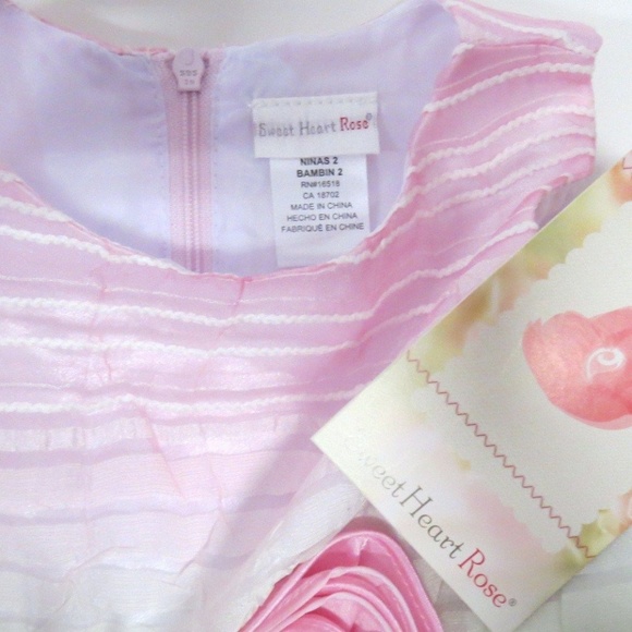 Girls Organza Ribbon Stripe Easter Occasion Dress - Picture 7 of 7